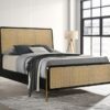 Arini Rattan California King Panel Bed Black and Natural