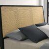 Arini Rattan California King Panel Bed Black and Natural