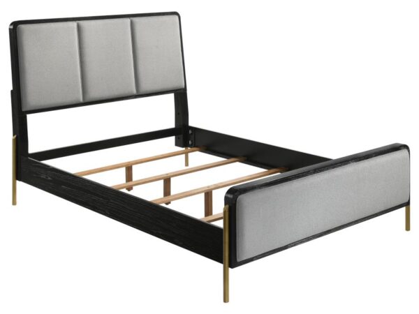 Arini Upholstered Queen Panel Bed Black and Grey