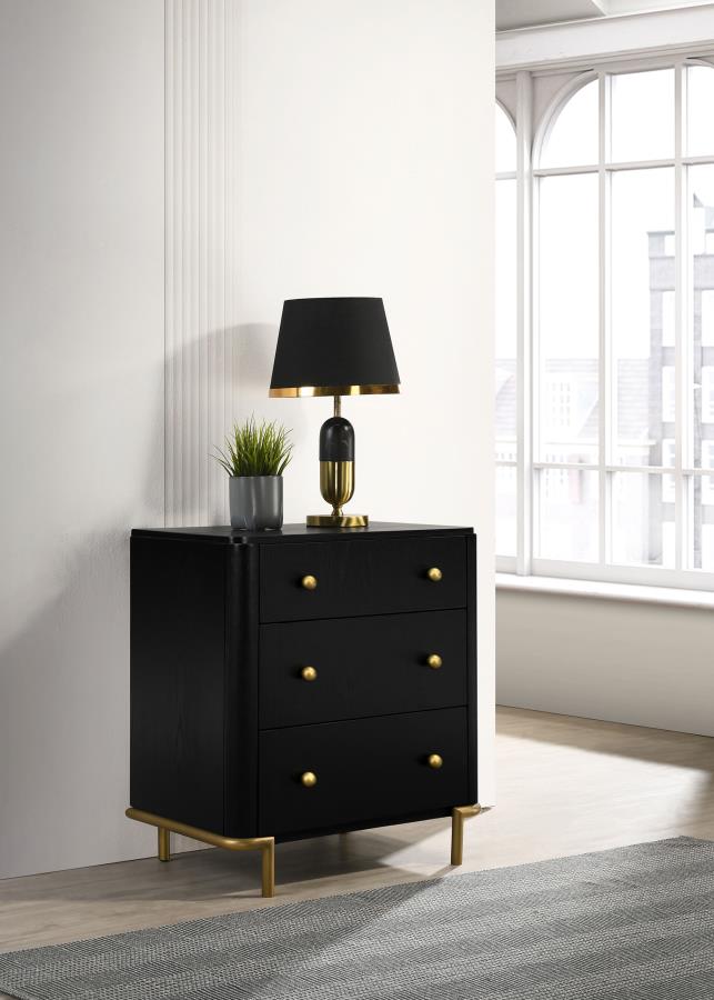 Arini 3-drawer Nightstand Black