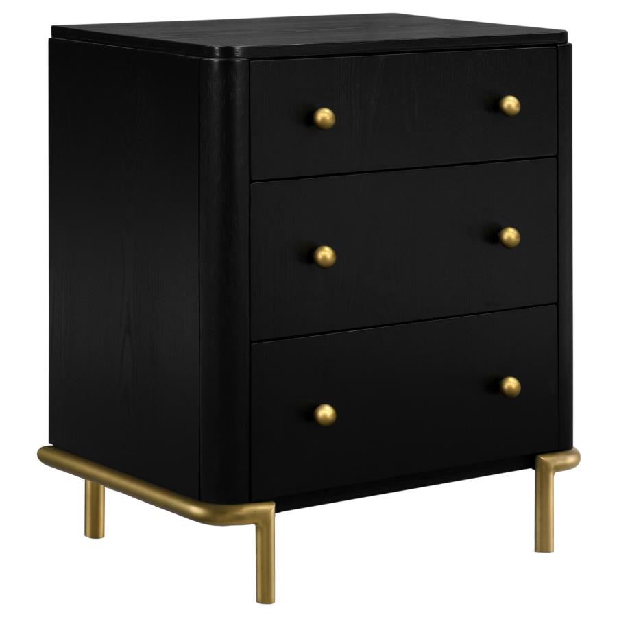 Arini 3-drawer Nightstand Black