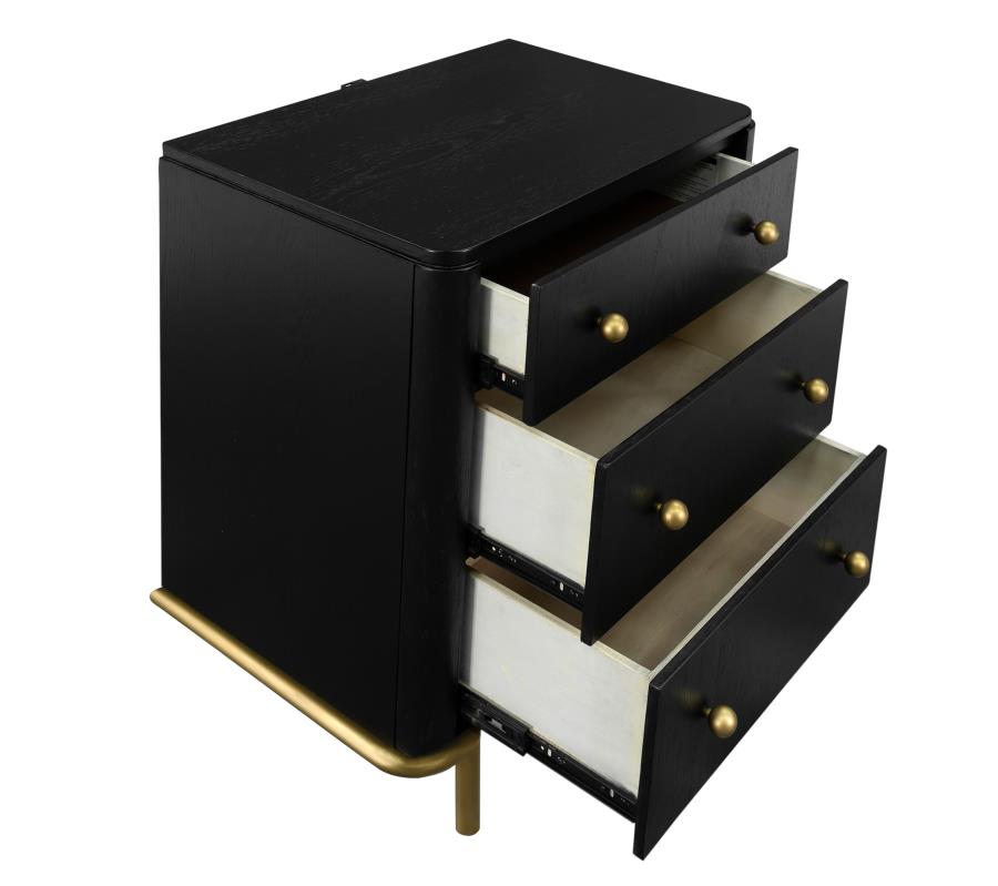 Arini 3-drawer Nightstand Black
