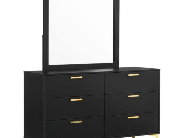 Kendall 6-drawer Dresser with Mirror Black