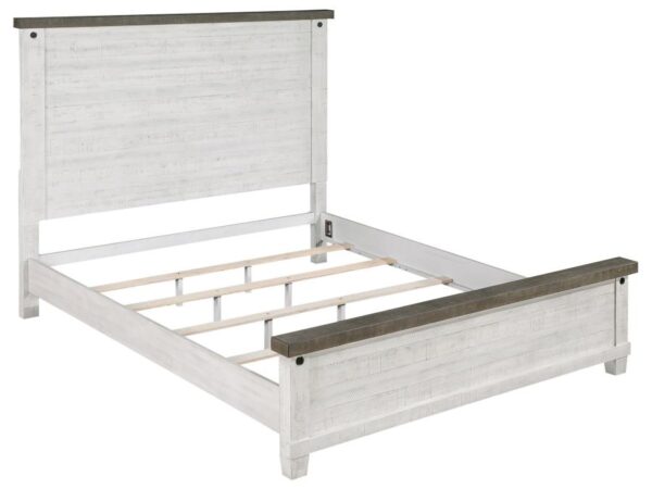 Lilith Wood Queen Panel Bed Distressed White