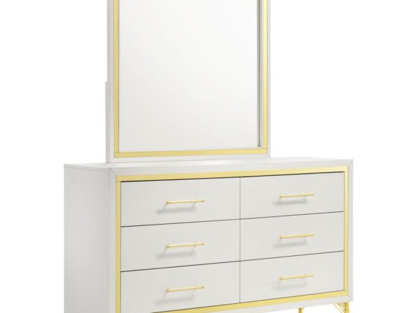 Lucia 6-drawer Dresser with Mirror White