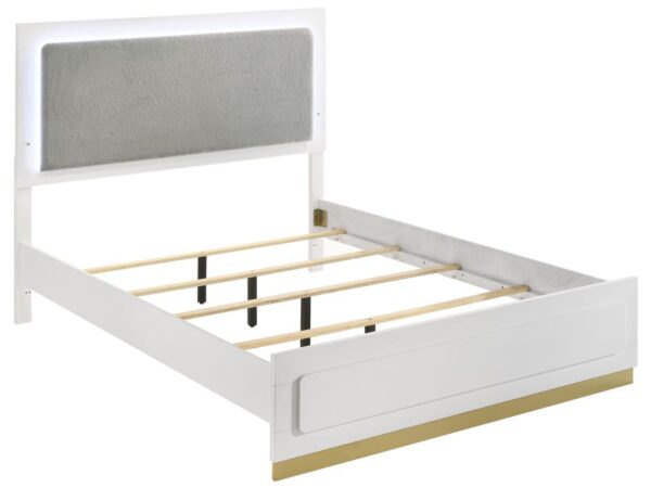 Caraway Wood California King LED Panel Bed White