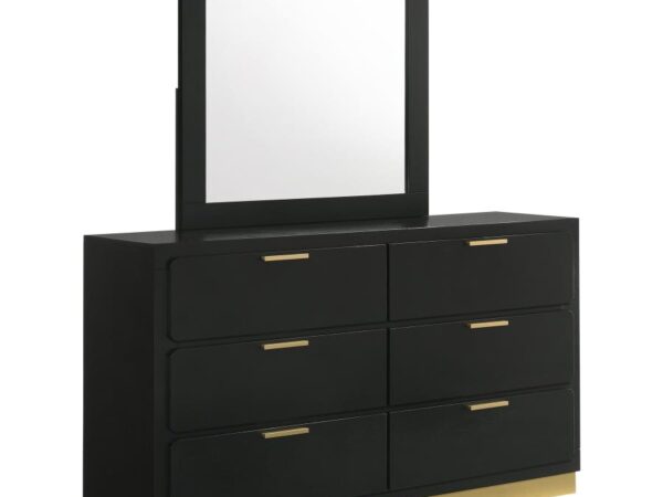 Caraway 6-drawer Dresser with Mirror Black
