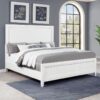 Marielle Eastern King Upholstered Panel Bed Distressed White