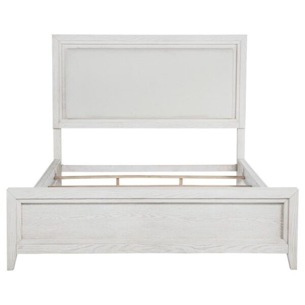 Marielle Eastern King Upholstered Panel Bed Distressed White