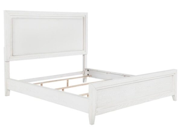 Marielle California King Panel Upholstered Bed Distressed White