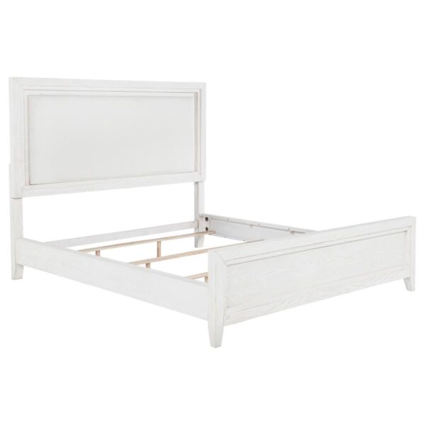 Marielle California King Panel Upholstered Bed Distressed White