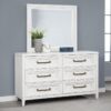 Marielle 6-drawer Dresser with Mirror Distressed White