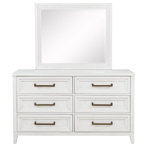 Marielle 6-drawer Dresser with Mirror Distressed White
