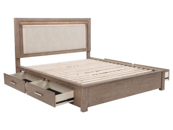 Kenora 56-inch Eastern King LED Storage Bed Barley Brown