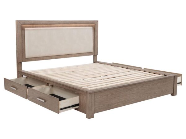 Kenora 56-inch California King LED Storage Bed Barley Brown