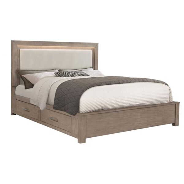 Kenora 56-inch California King LED Storage Bed Barley Brown