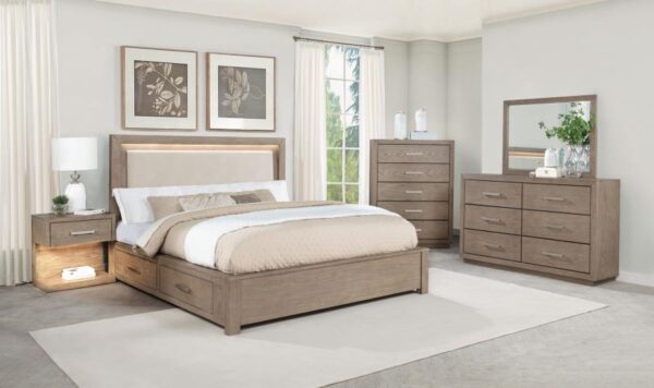 Kenora 6-drawer Dresser and Mirror Barley Brown