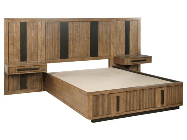 Terrace Queen Wall Panel Storage Bed Ash Brown