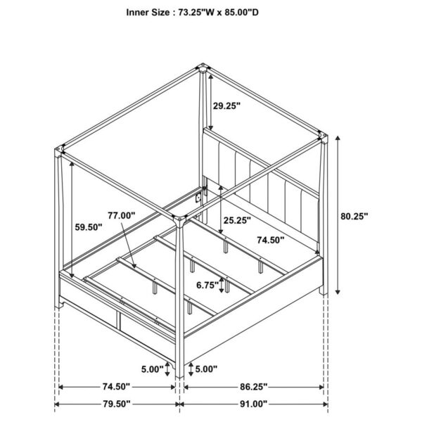 Gran Park California King Four Poster Canopy Bed Dark Cocoa