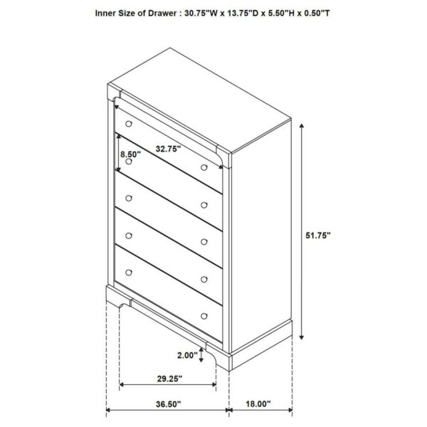 Gran Park 5-drawer Bedroom Chest of Drawers Dark Cocoa