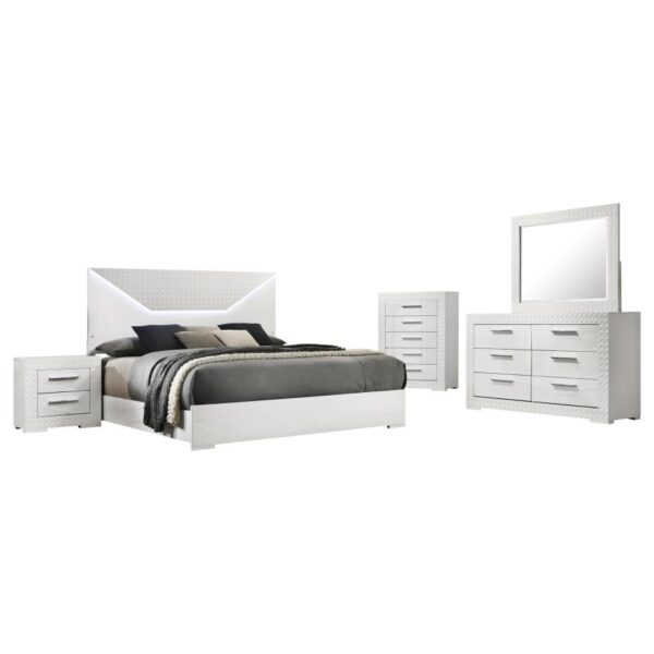 Ives 5-piece Eastern King Bedroom Set White High Gloss
