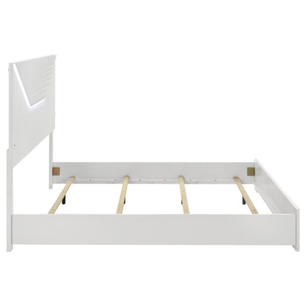 Ives Eastern King Panel Bed LED Headboard White High Gloss