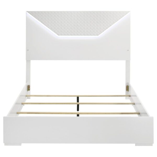 Ives Queen Panel Bed LED Headboard White High Gloss