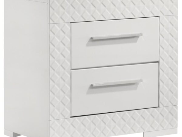 Ives 2-drawer Nightstand Bedside Table White High Gloss
