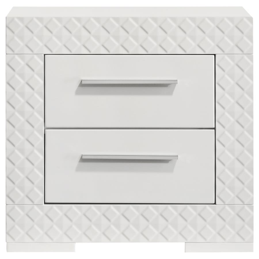 Ives 2-drawer Nightstand Bedside Table White High Gloss