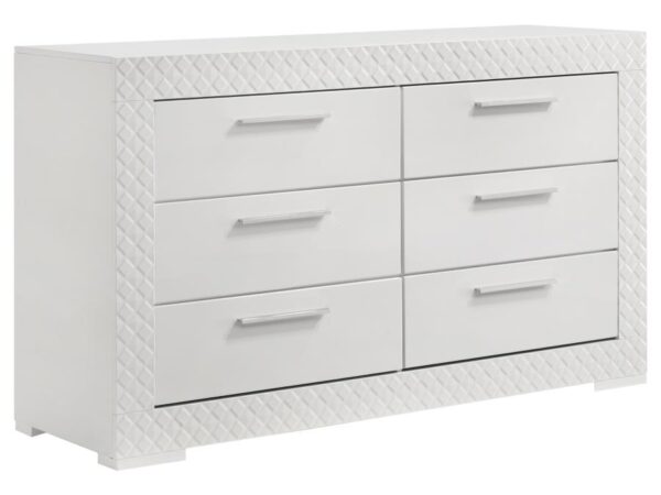 Ives 6-drawer Dresser Cabinet White High Gloss