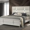 Olivia California King Panel Bed LED Headboard Pearl White