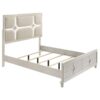 Olivia Queen Panel Bed LED Headboard Pearl White