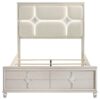 Olivia Queen Panel Bed LED Headboard Pearl White
