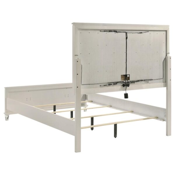 Olivia Queen Panel Bed LED Headboard Pearl White