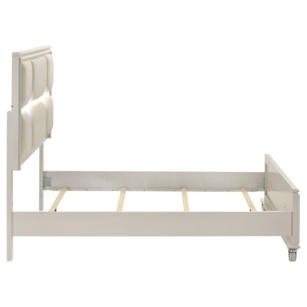 Olivia Queen Panel Bed LED Headboard Pearl White