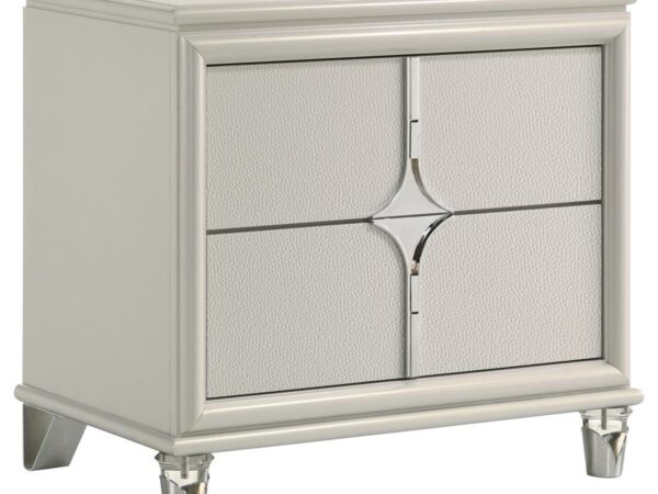 Olivia 2-drawer Nightstand Bedside Table Pearl White