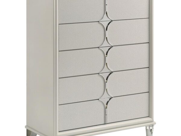 Olivia 5-drawer Bedroom Chest of Drawers Pearl White