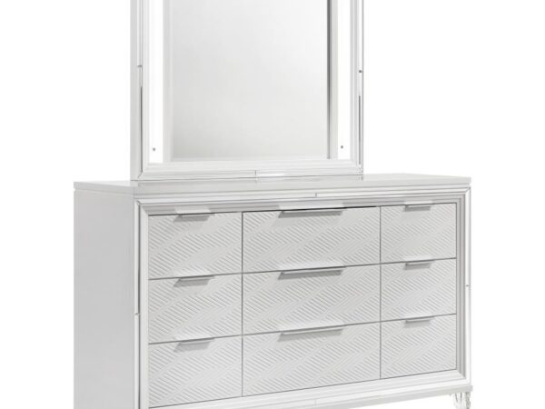Marmore 9-drawer Dresser and LED Mirror White