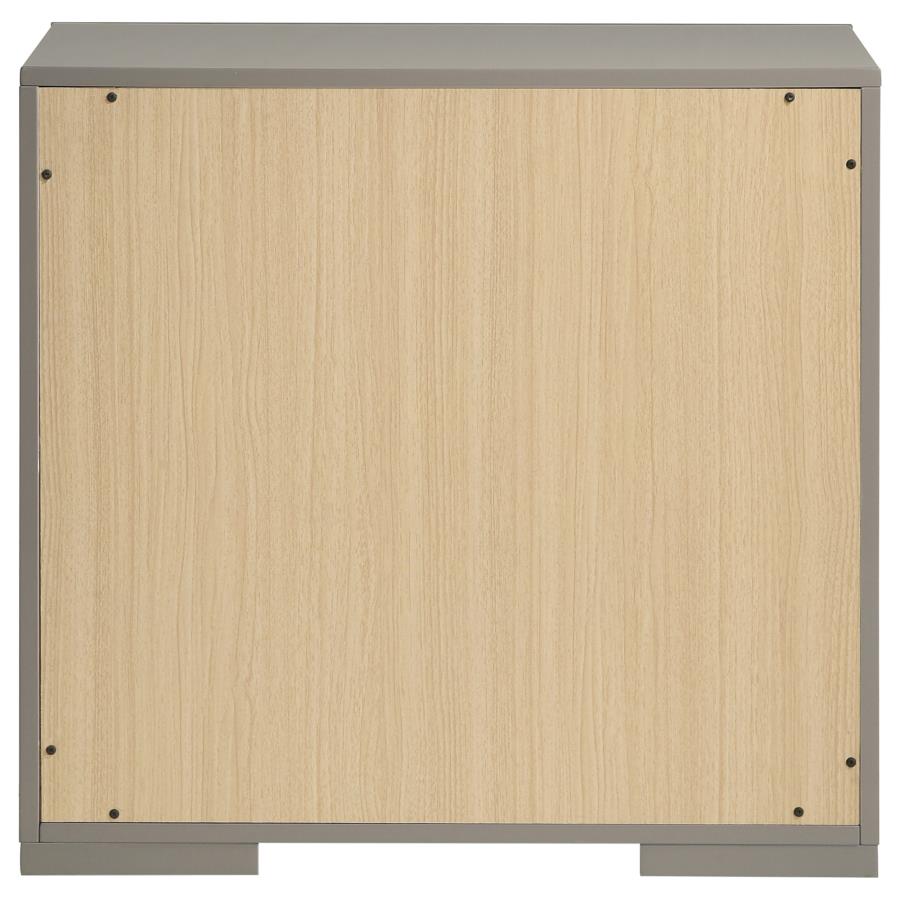 Ives 2-drawer Nightstand Bedside Table Grey High Gloss