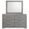 Ives 6-drawer Dresser and Mirror Grey High Gloss