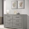 Ives 6-drawer Dresser Cabinet Grey High Gloss