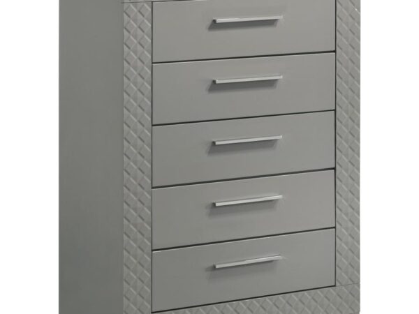 Ives 5-drawer Bedroom Chest of Drawers Grey High Gloss