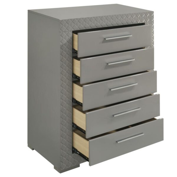 Ives 5-drawer Bedroom Chest of Drawers Grey High Gloss