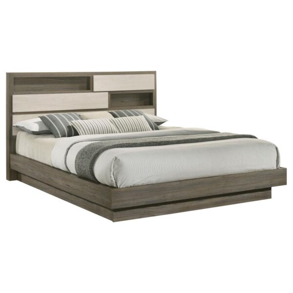 Fenwick California King Bed Bookcase Headboard Grey Oak
