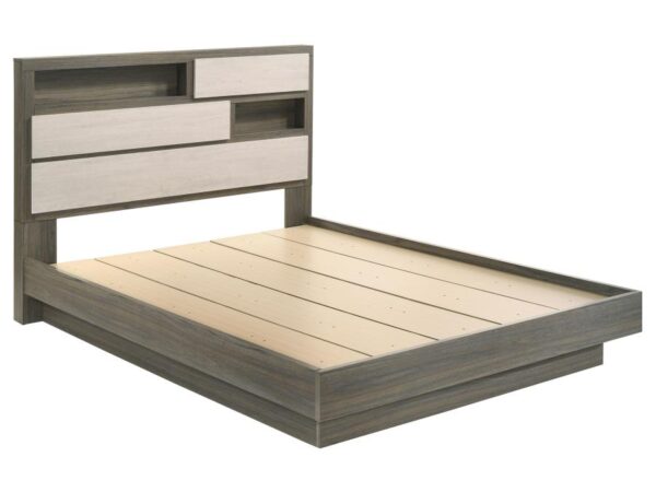 Fenwick Queen Bed Bookcase Headboard Grey Oak