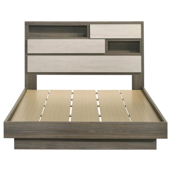 Fenwick Queen Bed Bookcase Headboard Grey Oak