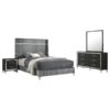 Lucia 4-piece Eastern King Bedroom Set Grey and Black