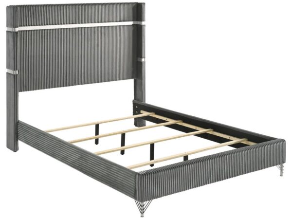 Lucia 61-inch Upholstered Queen Wingback Bed Grey