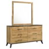 Kaywood 6-drawer Dresser and Mirror Natural Pine