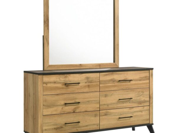 Kaywood 6-drawer Dresser and Mirror Natural Pine